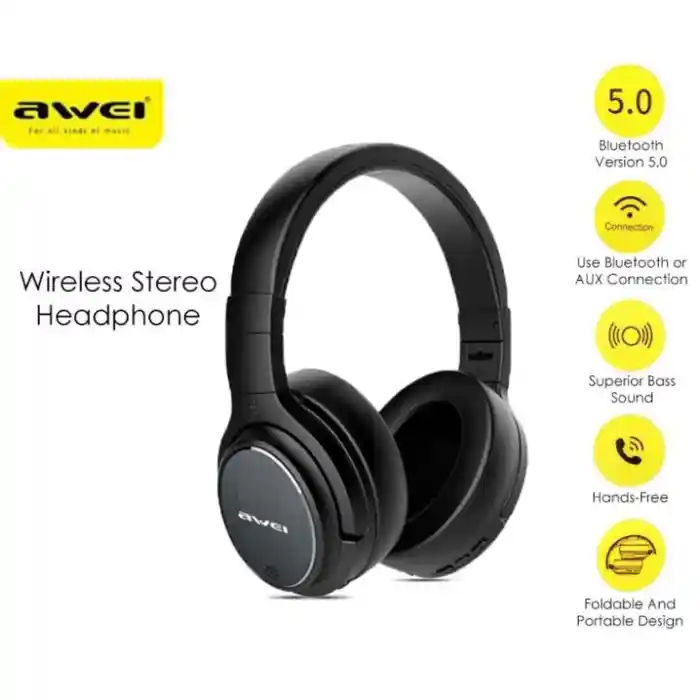 Awei A200BL Wireless Headset Strong Bass Stereo Foldable LED Breathing Lighting With Built-in Microphone